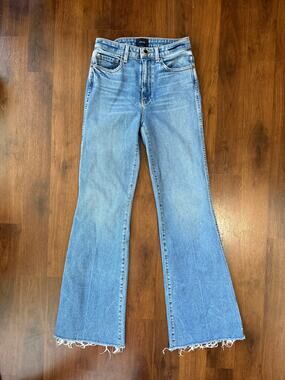 KHAITE Reece High Rise Flare Jeans Medium Wash Sz 26 Casual Minimalist Boho